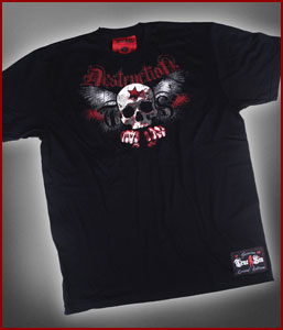 Destruction Fight Gear Black Tee Red Trim