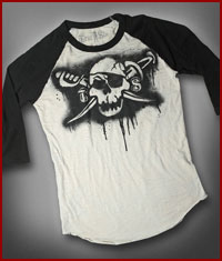 Men's Dirty Pirate 3/4 Sleeve Baseball Burnout Tee