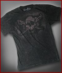 Men's Dirty Pirate Premium Destroyed Vintage Black Acid Wash Tee